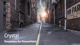  Presentation with city street - Colorful presentation design enhanced with modern city side street mixed backdrop and a gray colored foreground