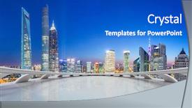  Presentation with modern building - Colorful PPT layouts enhanced with modern city skyline illuminated skyscraper backdrop and a cobalt blue colored foreground