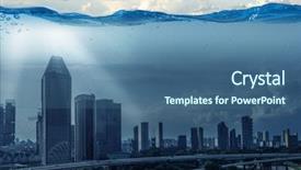  Presentation with change - Presentation theme consisting of modern city under the sea background and a ocean colored foreground