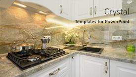  Presentation with kitchen furniture - Amazing PPT layouts having modern-classic-luxury-white-kitchen backdrop and a lemonade colored foreground