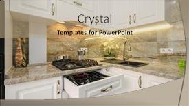  Presentation with kitchen furniture - Colorful presentation enhanced with modern-classic-luxury-white-kitchen backdrop and a soft green colored foreground