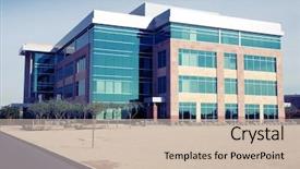  Presentation with modern building - Slides featuring modern commercial building instant photo background and a soft green colored foreground