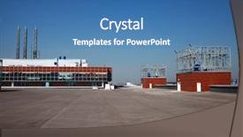  Presentation with modern building - Cool new PPT theme with modern commercial building backdrop and a teal colored foreground