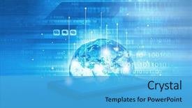  Presentation with mobile technology - PPT theme consisting of modern communication technology concept background and a teal colored foreground