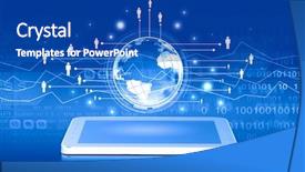  Presentation with high tech technology - Presentation theme featuring modern communication technology concept background and a ocean colored foreground