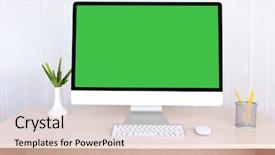  Presentation with green screen - Slide deck enhanced with modern computer with green screen background and a lemonade colored foreground