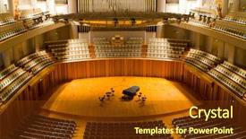  Presentation with piano - Amazing PPT theme having modern concert hall with piano backdrop and a tawny brown colored foreground