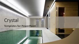  Presentation with concrete - Colorful slide set enhanced with modern concrete house indoor pool backdrop and a light gray colored foreground