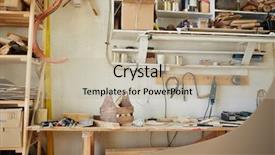  Presentation with craftsman - Colorful presentation enhanced with modern craftsman in artisan backdrop and a mint green colored foreground