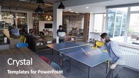  Presentation with business group meeting - Beautiful PPT layouts featuring modern creative office space backdrop and a ocean colored foreground