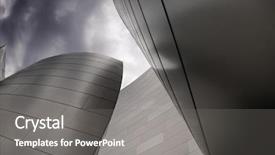  Presentation with dark building - Presentation theme having modern curved building with metal background and a gray colored foreground