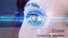  Presentation with iris - Audience pleasing PPT layouts consisting of modern cyber girl with technolgy backdrop and a  colored foreground