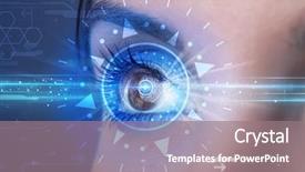  Presentation with iris - PPT theme enhanced with modern cyber girl with technolgy background and a gray colored foreground