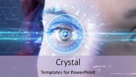  Presentation with iris - Colorful PPT layouts enhanced with modern cyber girl with technolgy backdrop and a  colored foreground