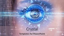  Presentation with iris - Colorful presentation design enhanced with modern cyber girl with technolgy backdrop and a  colored foreground