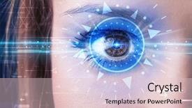  Presentation with cyber - Presentation theme featuring modern cyber girl with technolgy background and a  colored foreground