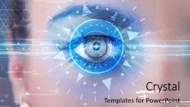  Presentation with iris - PPT theme enhanced with modern cyber girl with technolgy background and a  colored foreground