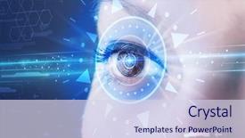  Presentation with iris - Cool new presentation theme with modern cyber girl with technolgy backdrop and a sky blue colored foreground