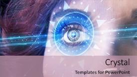  Presentation with iris - Cool new slides with modern cyber girl with technolgy backdrop and a  colored foreground