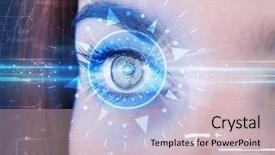  Presentation with iris - Slides featuring modern cyber girl with technolgy background and a  colored foreground