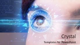  Presentation with iris - Slides having modern cyber girl with technolgy background and a lemonade colored foreground