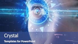  Presentation with iris - Presentation design enhanced with modern cyber man with technolgy background and a  colored foreground