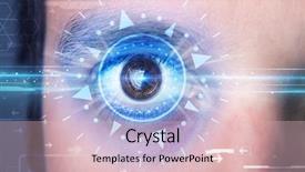  Presentation with iris - Colorful presentation theme enhanced with modern cyber man with technolgy backdrop and a  colored foreground