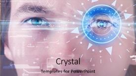  Presentation with iris - Slide deck consisting of modern cyber man with technolgy background and a  colored foreground