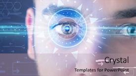  Presentation with iris - Beautiful theme featuring modern cyber man with technolgy backdrop and a mint green colored foreground