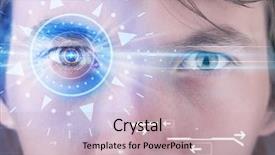  Presentation with iris - Slides with modern cyber man with technolgy background and a  colored foreground