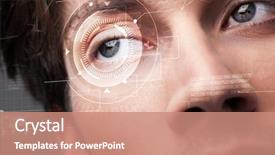  Presentation with cyber security eye - Slides featuring modern cyber man with technolgy background and a coral colored foreground