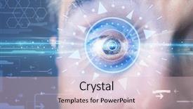  Presentation with iris - Colorful PPT theme enhanced with modern cyber man with technolgy backdrop and a lemonade colored foreground