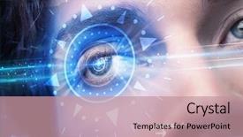  Presentation with iris - Cool new presentation with modern cyber man with technolgy backdrop and a coral colored foreground