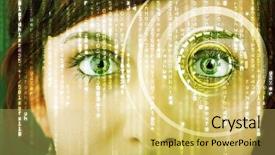  Presentation with matrix - Cool new slides with modern cyber woman with matrix backdrop and a yellow colored foreground
