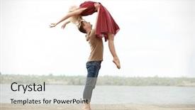  Presentation with couple dance - Theme having modern dance - passionate couple dancing outdoors background and a soft green colored foreground