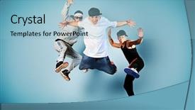  Presentation with hip hop dancing - PPT theme with modern dancers dancing hip-hop background and a light blue colored foreground