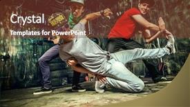  Presentation with hip hop - PPT theme consisting of modern dancers dancing background and a tawny brown colored foreground