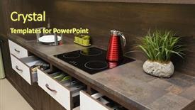  Presentation with minimalistic - Slides featuring modern dark brown kitchen induction background and a tawny brown colored foreground