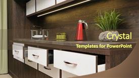  Presentation with kitchen design - PPT theme enhanced with modern dark brown kitchen induction background and a tawny brown colored foreground