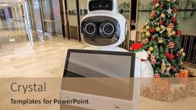  Presentation with robotics - Slides having modern-design-ai-robot-new background and a coral colored foreground