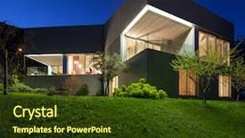  Presentation with architecture - Presentation theme having modern design concrete house night background and a tawny brown colored foreground