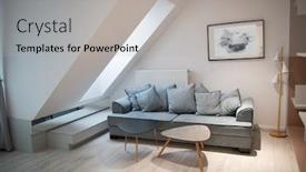  Presentation with home design - Slide deck enhanced with modern-design-home-interior background and a light gray colored foreground