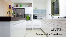  Presentation with kitchen design - Slide deck consisting of modern design kitchen with white background and a light gray colored foreground