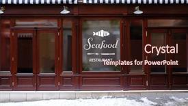  Presentation with seafood - Audience pleasing slide set consisting of modern design of seafood restaurant backdrop and a wine colored foreground