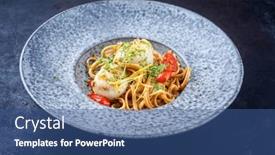  Presentation with spaghetti - PPT layouts featuring modern-design-traditional-fried-scallops background and a ocean colored foreground