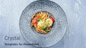  Presentation with spaghetti - Presentation theme with modern-design-traditional-fried-scallops background and a light blue colored foreground