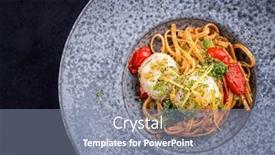  Presentation with spaghetti - Presentation design with modern-design-traditional-fried-scallops background and a mint green colored foreground