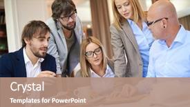  Presentation with project - Slides having modern designers discussing new project background and a coral colored foreground