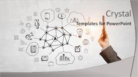  Presentation with communication - PPT theme featuring modern-devices-for-communication background and a lemonade colored foreground