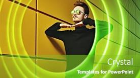  Presentation with black man - PPT theme with modern-digital-world-portrait background and a shamrock green colored foreground